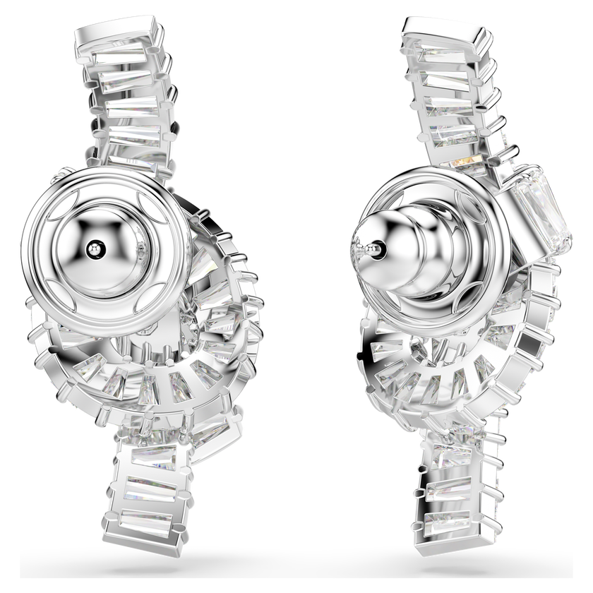 swarovski matrix earrings  baguette cut  knot  white  rhodium plated