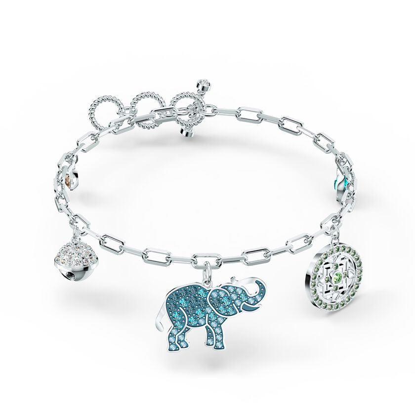 Swarovski Symbolic Elephant Bracelet, Light multi-colored, Rhodium plated