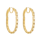 Fluid Hoop Pierced Earrings, Brown, Gold-tone plated