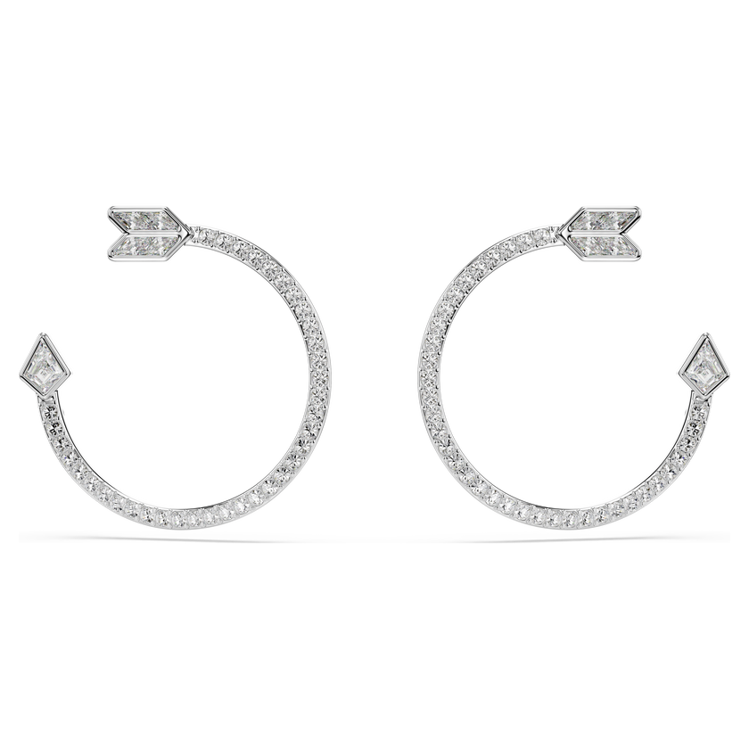 swarovski idyllia hoop earrings  mixed cuts  arrow  white  rhodium plated