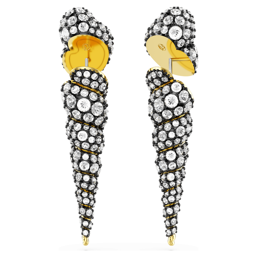 swarovski idyllia drop earrings  asymmetrical design  round cut  shell  white  mixed metal finish