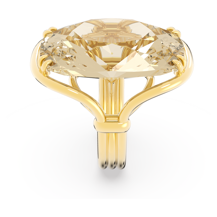 Harmonia cocktail ring, Oversized crystal, Gold tone, Gold-tone plated