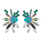 Helen Clip Earrings, Multi-colored, Palladium plating