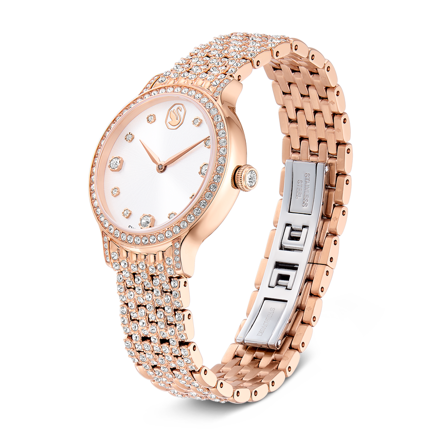 swarovski imber watch  swiss made  metal bracelet  rose gold tone  rose gold tone finish