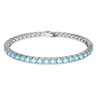 Matrix Tennis bracelet, Round cut, Blue, Rhodium plated