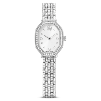 swarovski dextera octagon watch  swiss made  metal bracelet  silver tone  stainless steel