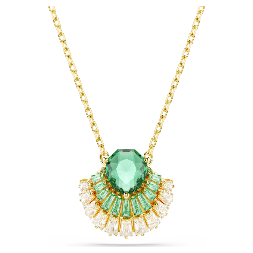 swarovski idyllia pendant  mixed cuts  shell  green  gold tone plated
