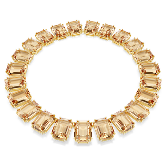 swarovski millenia tennis necklace oversized crystals octagon cut caramel gold tone plated