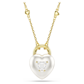 swarovski idyllia pendant  mixed cuts  heart  white  gold tone plated