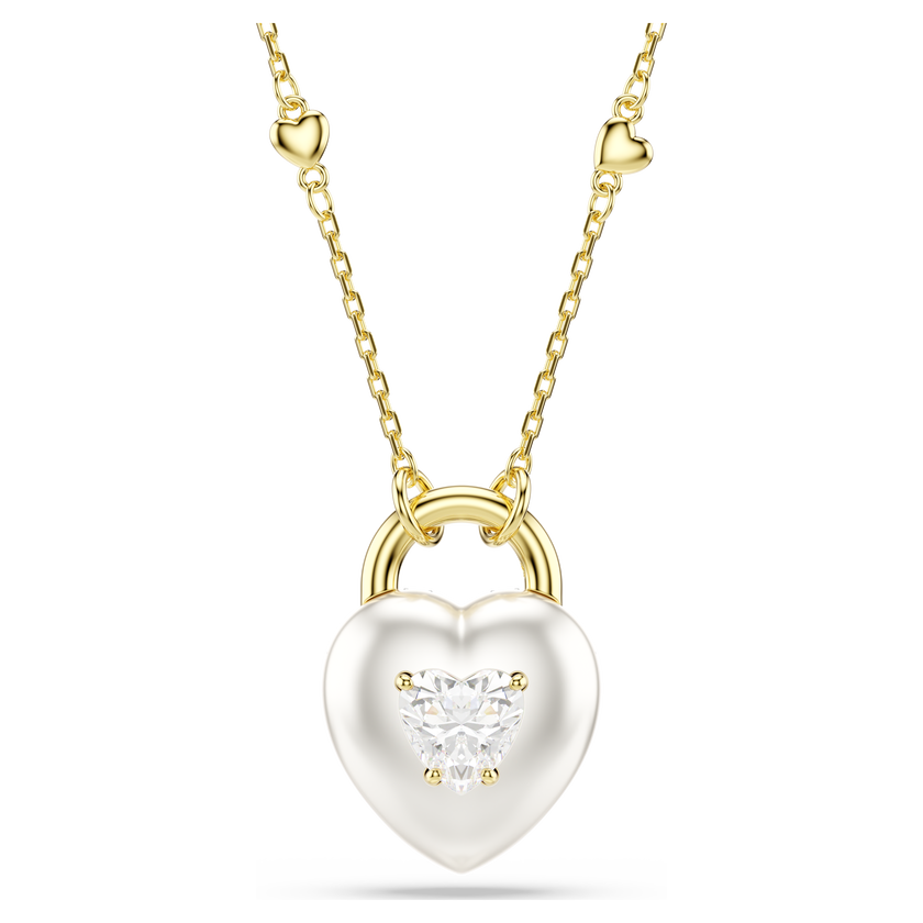 swarovski idyllia pendant  mixed cuts  heart  white  gold tone plated
