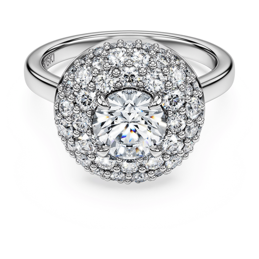 swarovski eternity halo solitaire ring  laboratory grown diamonds 2 ct tw  18k white gold