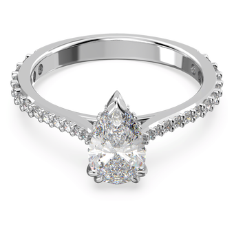 swarovski stilla cocktail ring pear cut pav white rhodium plated