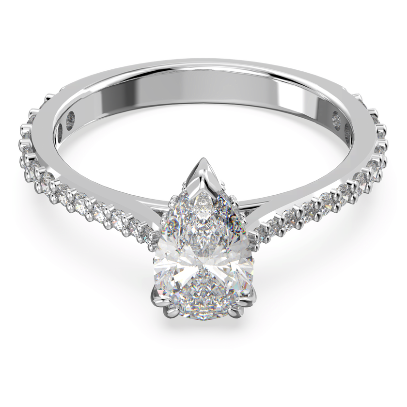 swarovski stilla cocktail ring  pear cut  pav   white  rhodium plated