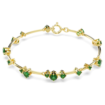 swarovski constella bangle mixed round cuts green gold tone plated