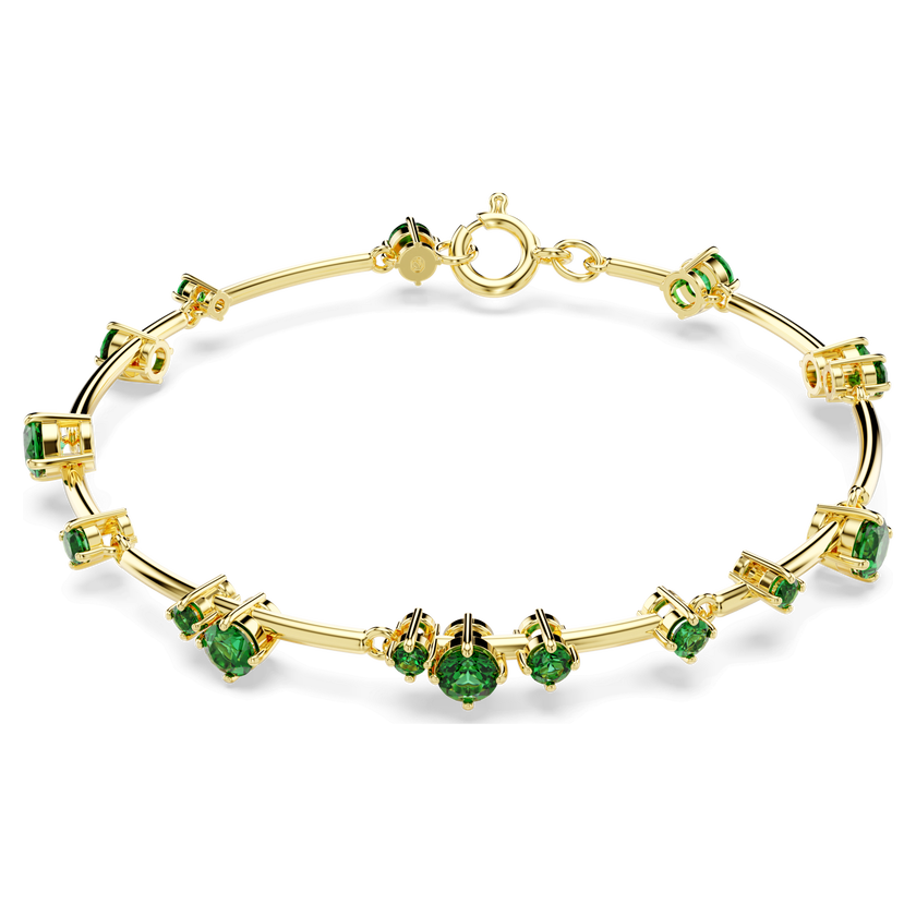swarovski constella bangle  mixed round cuts  green  gold tone plated