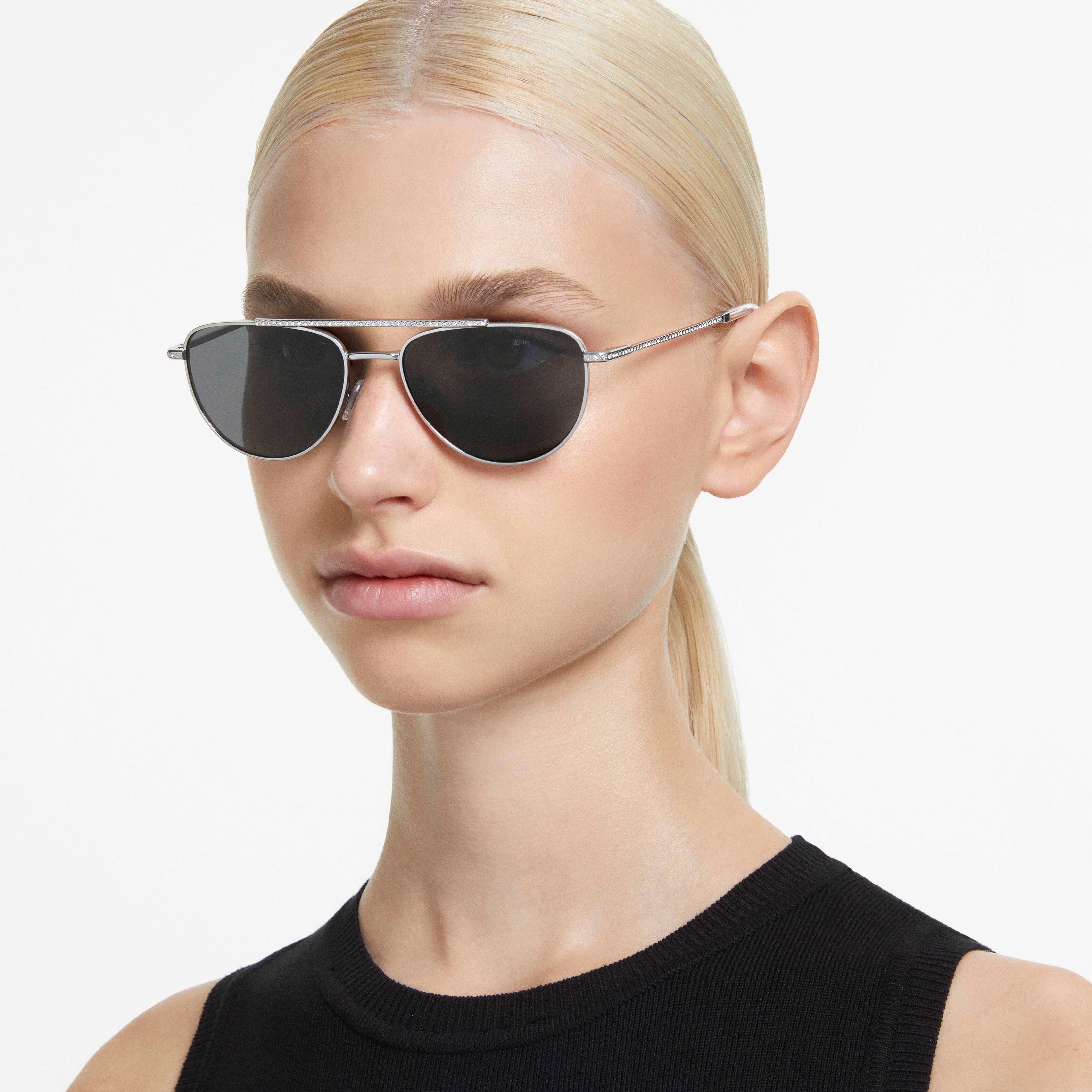 swarovski sunglasses  pilot shape  sk7007el  black
