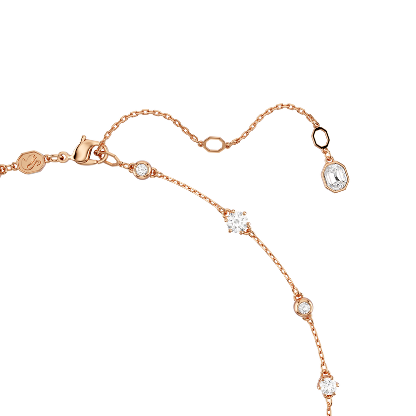 swarovski constella necklace  round cut  white  18k rose gold finish
