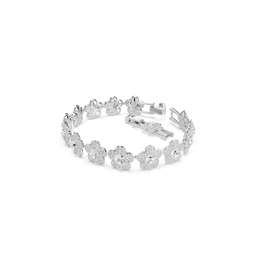 ariana grande x swarovski bracelet  round cut  flower  white  rhodium plated