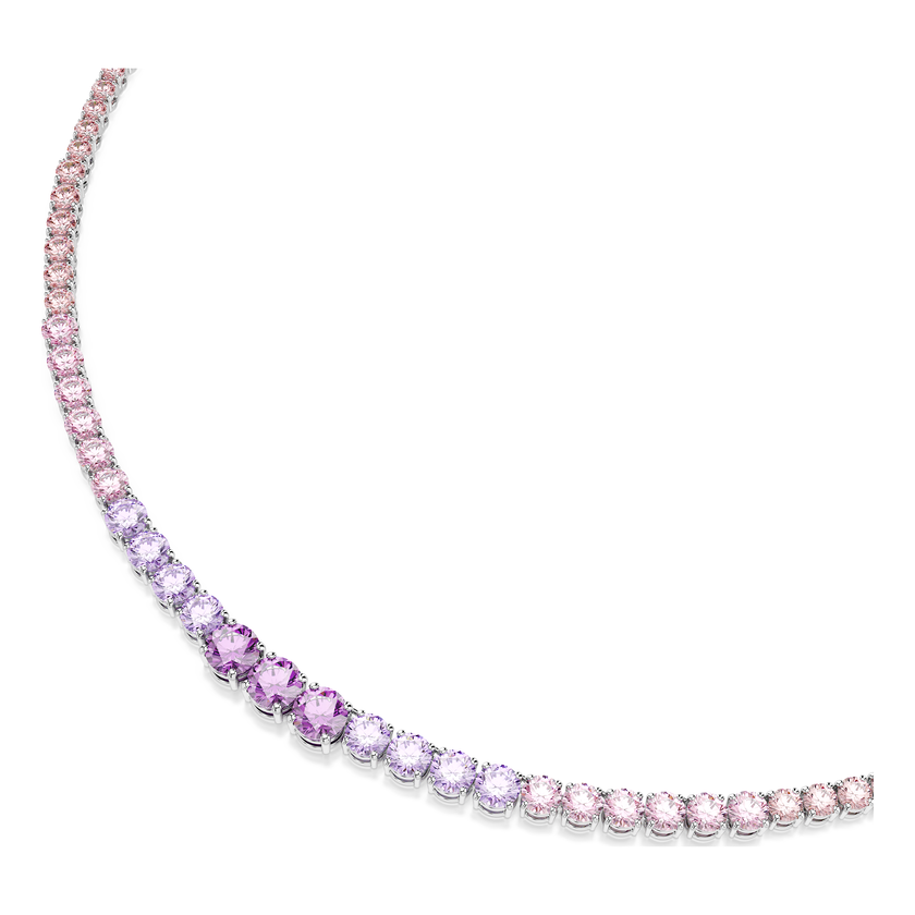 swarovski matrix necklace  gradient of round cuts  multicolored  rhodium plated