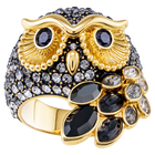 March Owl Motif Ring, Multi-Colored, Gold Plating