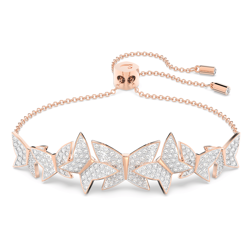 swarovski idyllia lilia bracelet  butterfly  white  18k rose gold finish