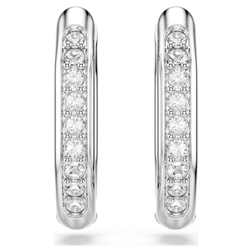 swarovski dextera hoop earrings  octagon shape  round cut  white  rhodium plated