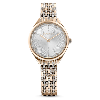 swarovski attract watch  swiss made  pav    crystal bracelet  gold tone  champagne gold tone finish