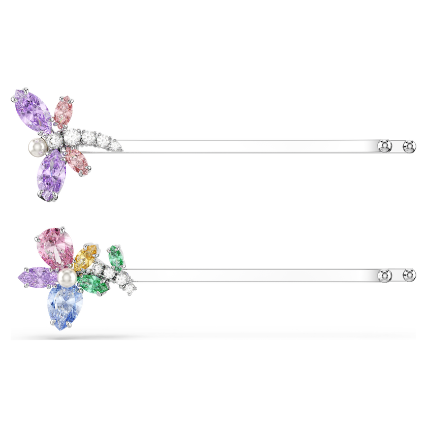 ariana grande x swarovski hair pin  mixed cuts  dragonfly  flower  multicolored  rhodium plated