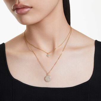 swarovski sublima layered pendant  white  18k gold finish