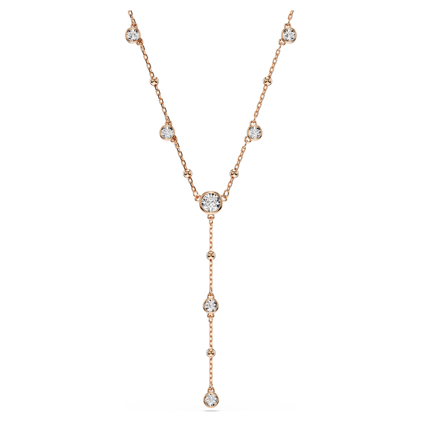 swarovski imber y necklace  round cut  white  18k rose gold finish