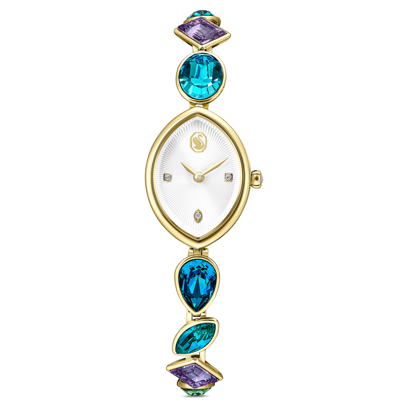 swarovski gema watch  crystal bracelet  gold tone  gold tone finish
