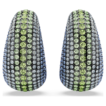 swarovski sublima clip earrings  round cut  large  multicolored  ruthenium plated