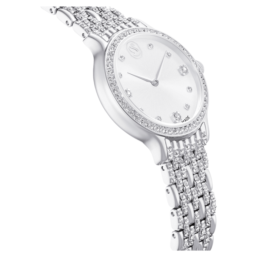 swarovski imber watch  swiss made  metal bracelet  silver tone  stainless steel