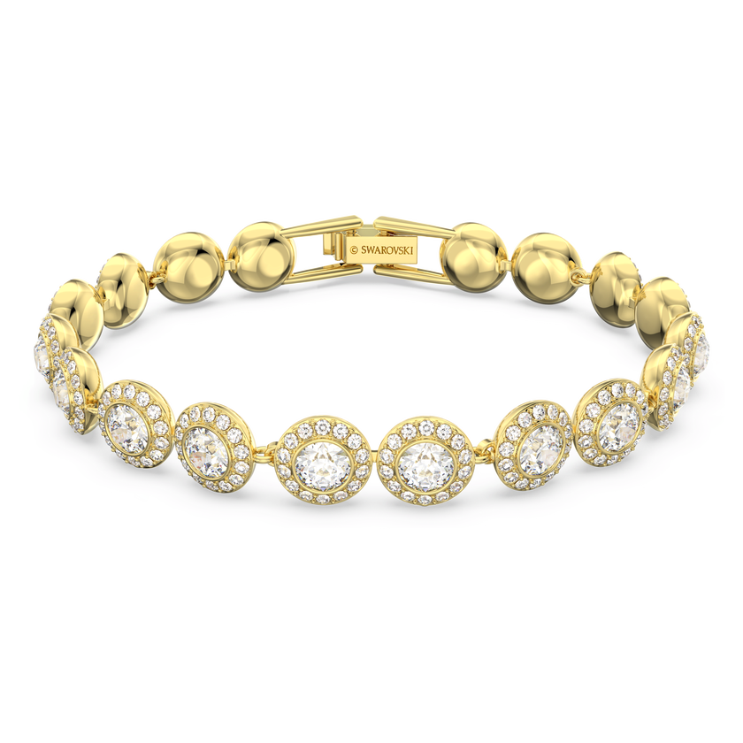 swarovski una angelic tennis bracelet  round cut  pav   medium  white  gold tone plated