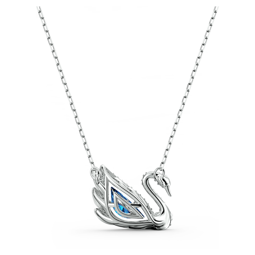 swarovski dancing swan necklace  swan  blue  rhodium plated