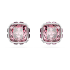 swarovski birthstone stud earrings square cut february pink rhodium plated