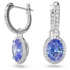 Constella drop earrings, Oval cut, Blue, Rhodium plated