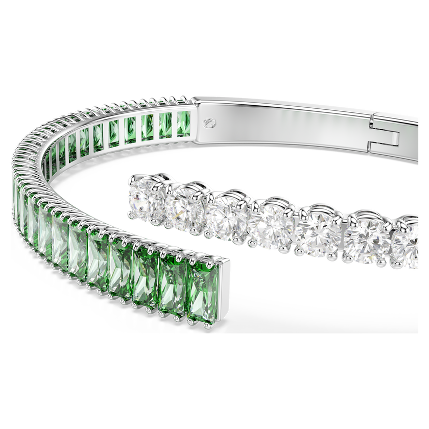 swarovski matrix bangle  mixed cuts  green  rhodium plated