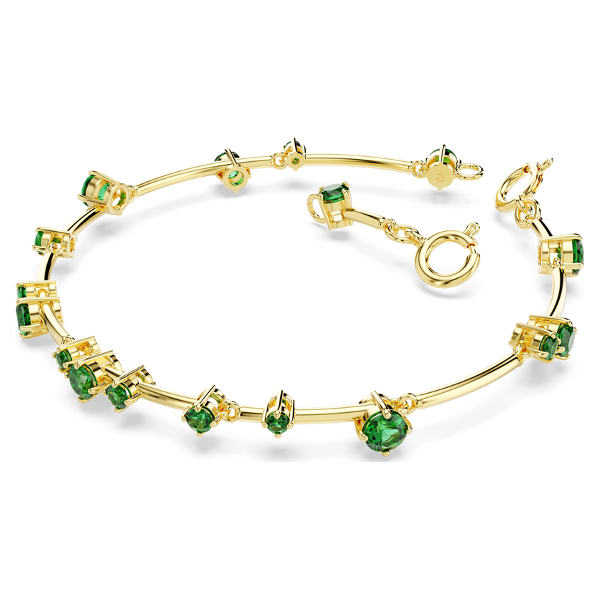 swarovski constella bangle  mixed round cuts  green  gold tone plated