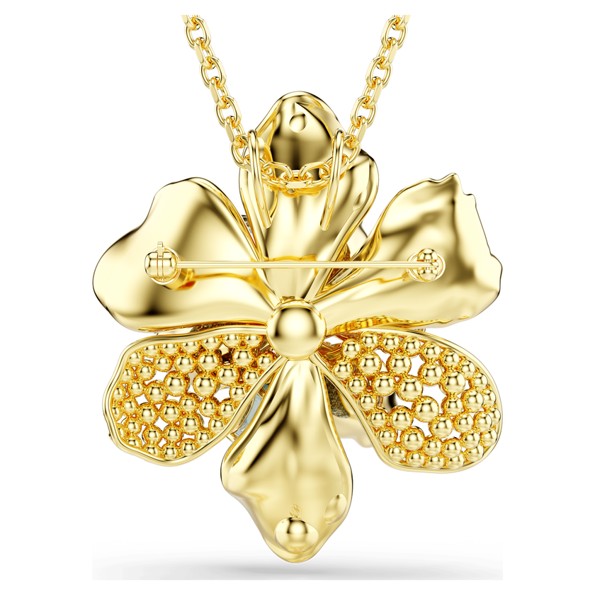 swarovski idyllia pendant and brooch  mixed cuts  pav   flower  multicolored  mixed metal finish