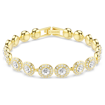 swarovski una angelic bracelet  round cut  pav   medium  white  18k gold finish
