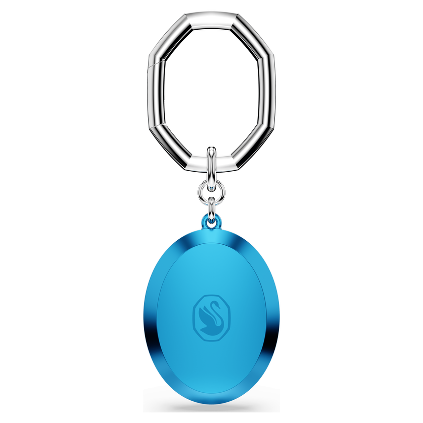 swarovski key ring  oval cut  blue  mixed metal finish