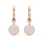 Ginger drop earrings, White, Rose gold-tone plated