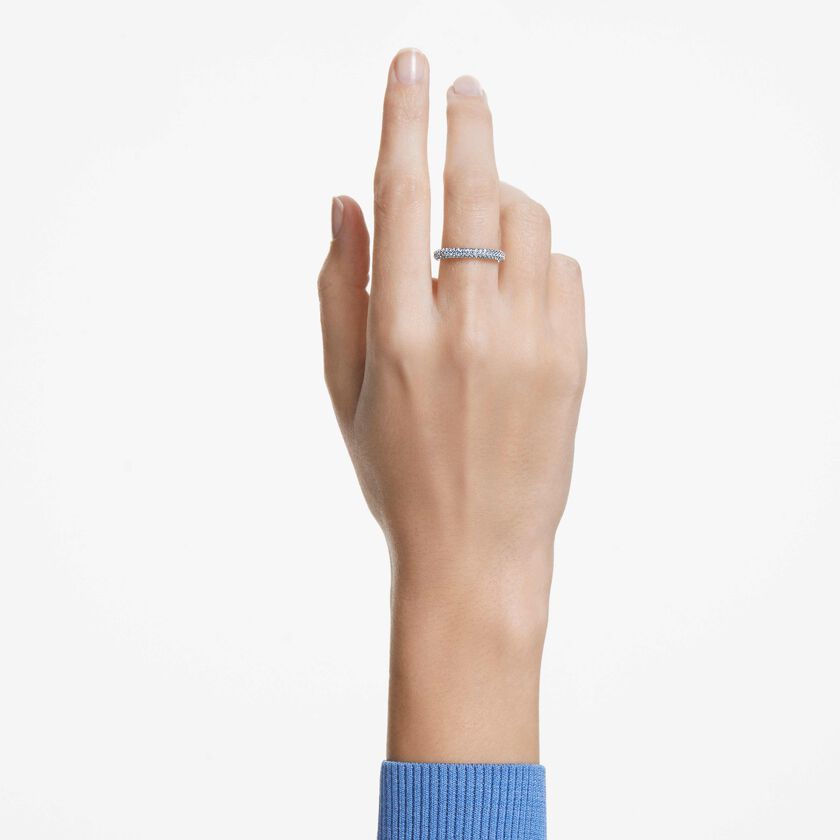 swarovski stone ring  blue  rhodium plated