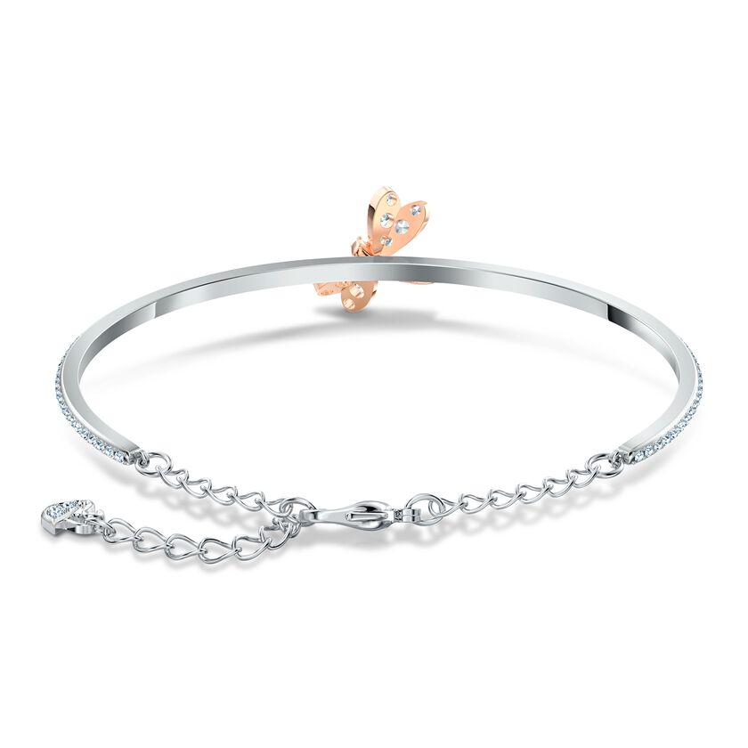 Eternal Flower Bangle, Pink, Rose-gold tone plated