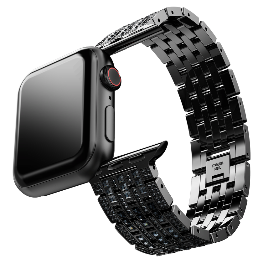 swarovski princess strap  for apple watch  40mm   41mm  black  black finish