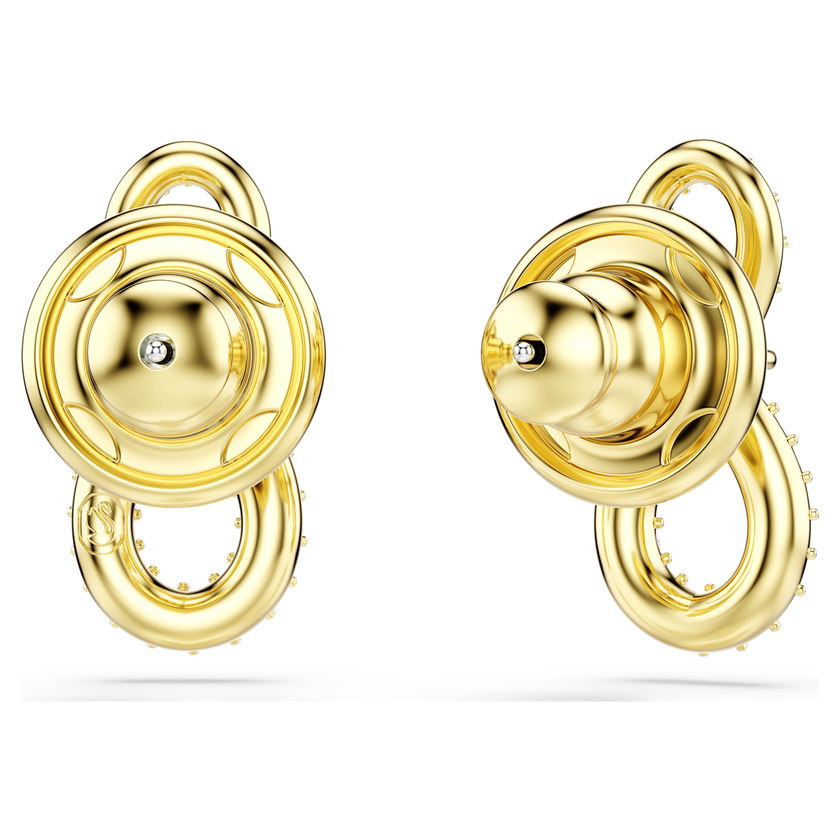 swarovski hyperbola stud earrings  round cut  pav   infinity  white  18k gold finish