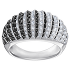 Luxury Domed Ring, Black, Rhodium Plating