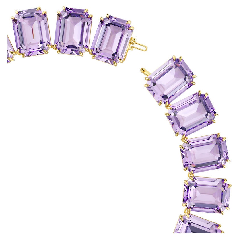 swarovski millenia tennis necklace  oversized crystals  octagon cut  purple  gold tone plated