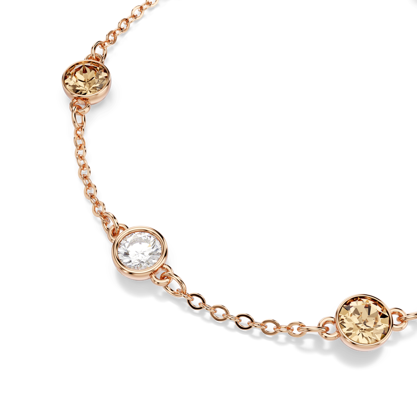 swarovski imber bracelet  round cut  multicolored  18k rose gold finish